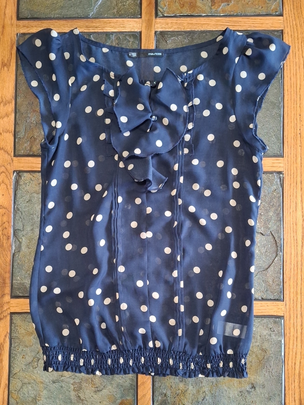 Maurices Navy Polka Dot Blouse
